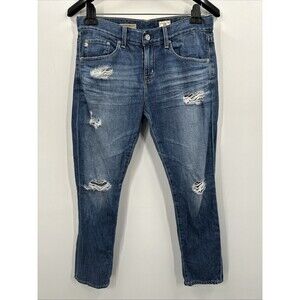 AG Adrianna Goldshmied Jeans Sz 27 Women's Ex Boyfriend Slouchy Slim Distressed